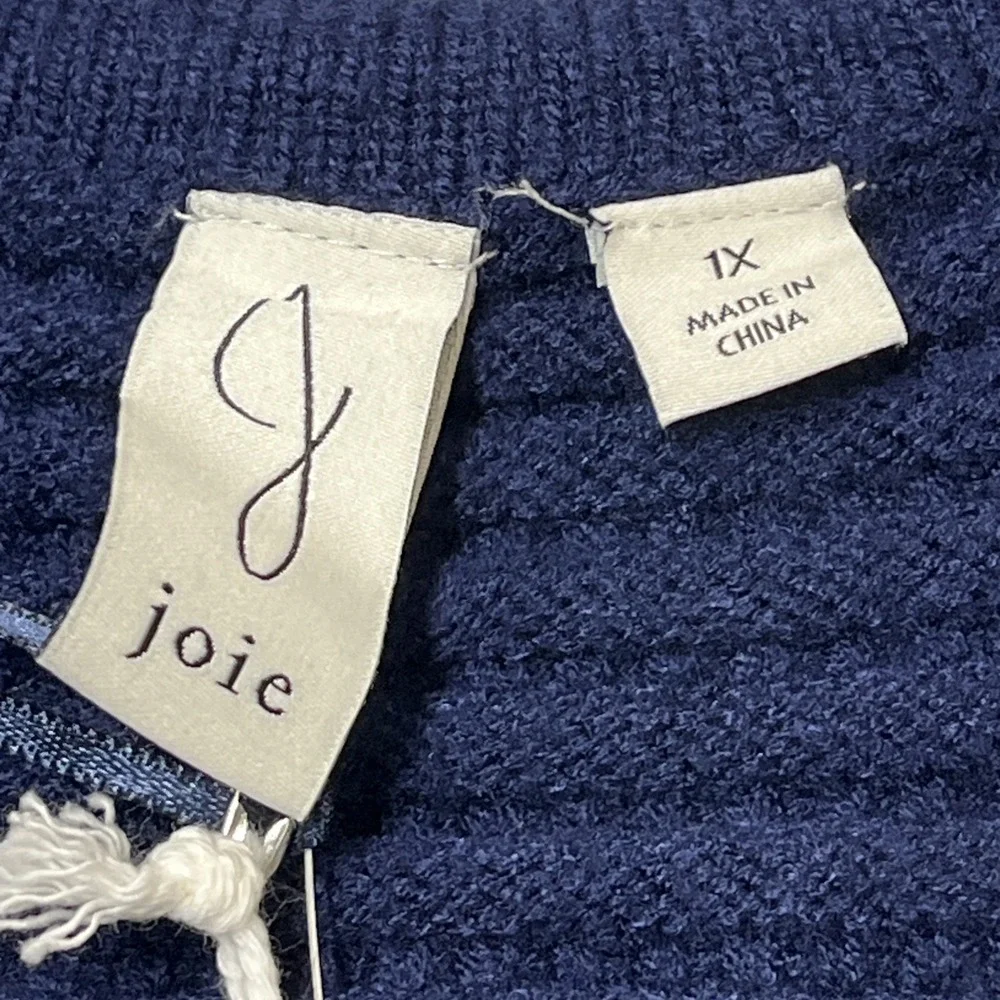 Joie Sweater‎ Vest Blue Cable Knit Gold Button Front Size 1X Office Career Layer